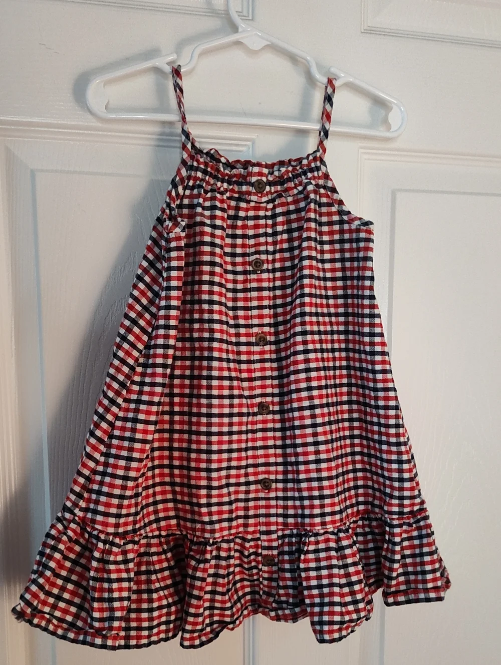 Old Navy Red, White & Navy Plaid Button-Front Sundress